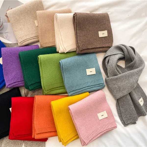 Pure Color Knitting Scarf With Autumn and Winter Warm Scarf LongTerm Student Scarf Candy Color Bright Foundation Korean Version W251021