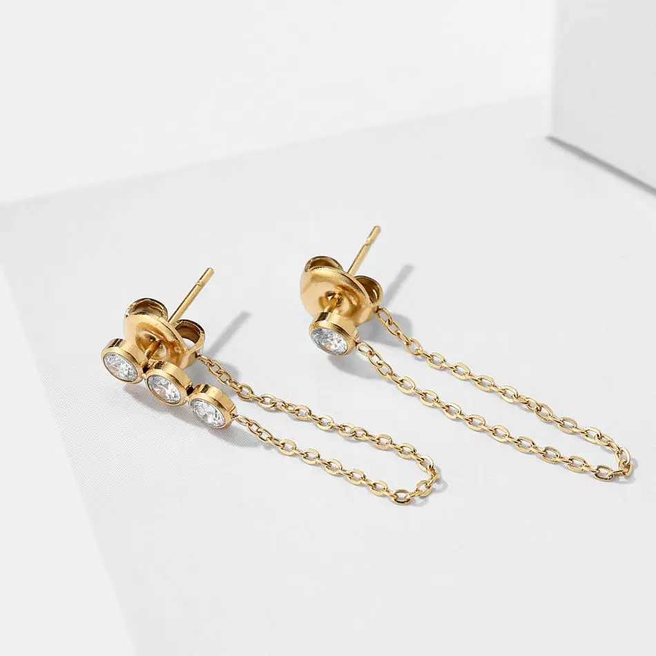 eManc Korean Aesthetic Earring Stainless Steel Earrings for Women Drop Dangle Boho Earrings Women Fashion Jewelry J251021