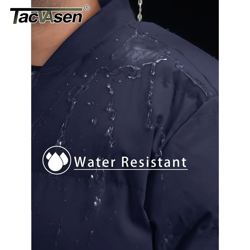 TACVASEN Winter Padded Puffer Jacket Mens Full Zip Quilted Bomber Jackets Zipper Pockets Casual Warm Coats Outwear Windbreaker 251028CJ