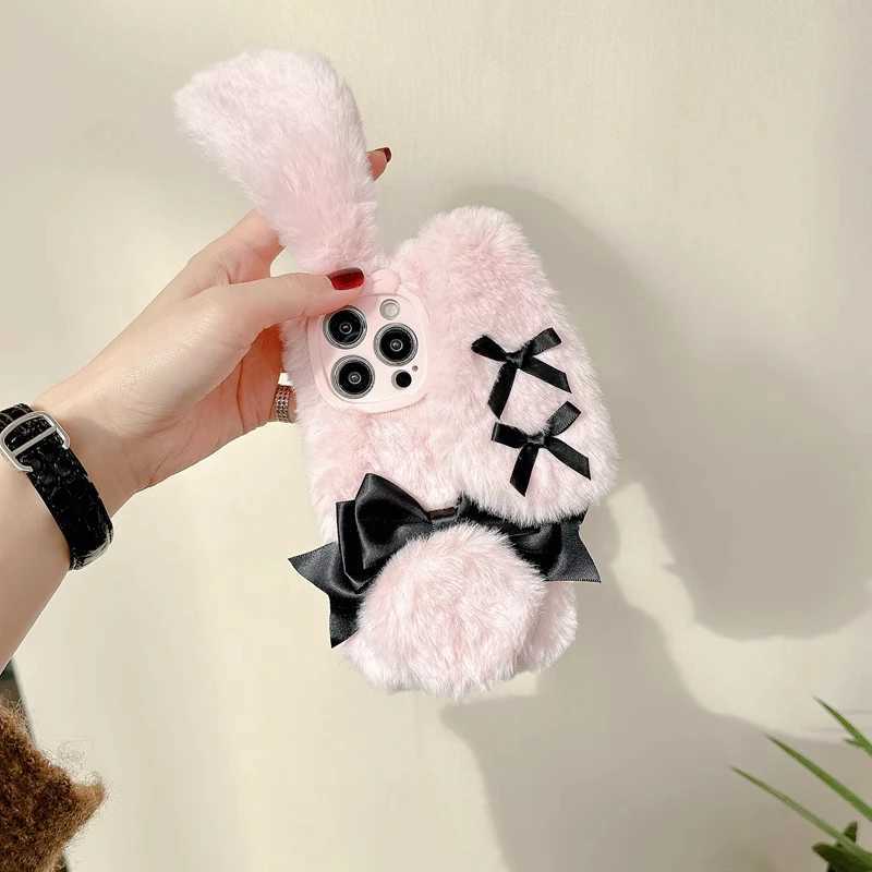 Kawaii Maid Bunny Plush Phone Case Fall Winter Cute Phone Accessories for iPhone 16 Pro Max J251114