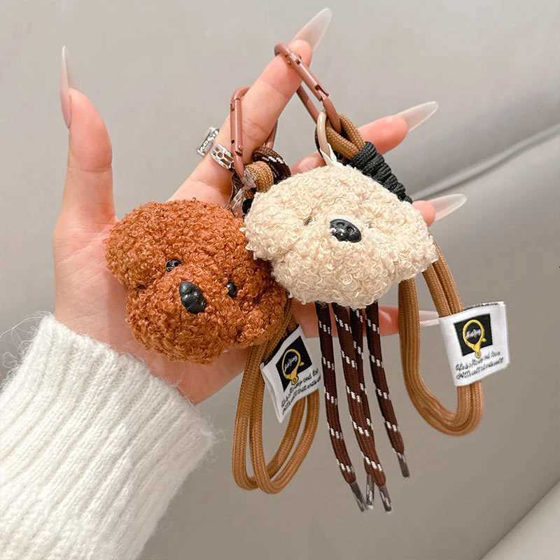 Plush Puppy Dog Keychain Braided Rope Bag Pendant Keyring Creative Fashion Pendant Simple Allmatching Bag Decoration Accessorie W251021