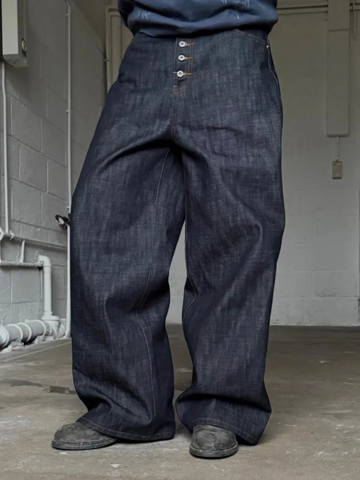 MIJKO High Street Cleanfit Drak Blue Jeans for Men and Women Straight Vintage Casual Denim Trousers ZJ089 251017