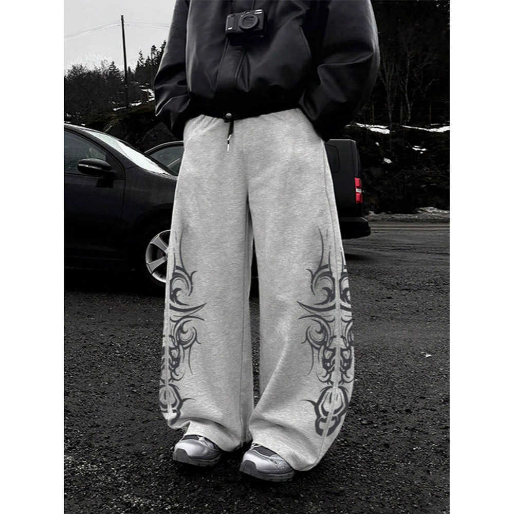 High street hip-hop printed casual pants, men's straight-leg sweatpants, retro long pants S251021