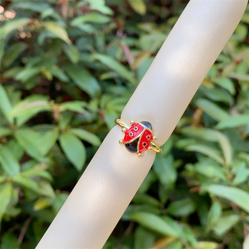 Designer ring Copper plated 18K gold ladybug ring diamond ring for women engagement rings men ring Halloween gift free shipping