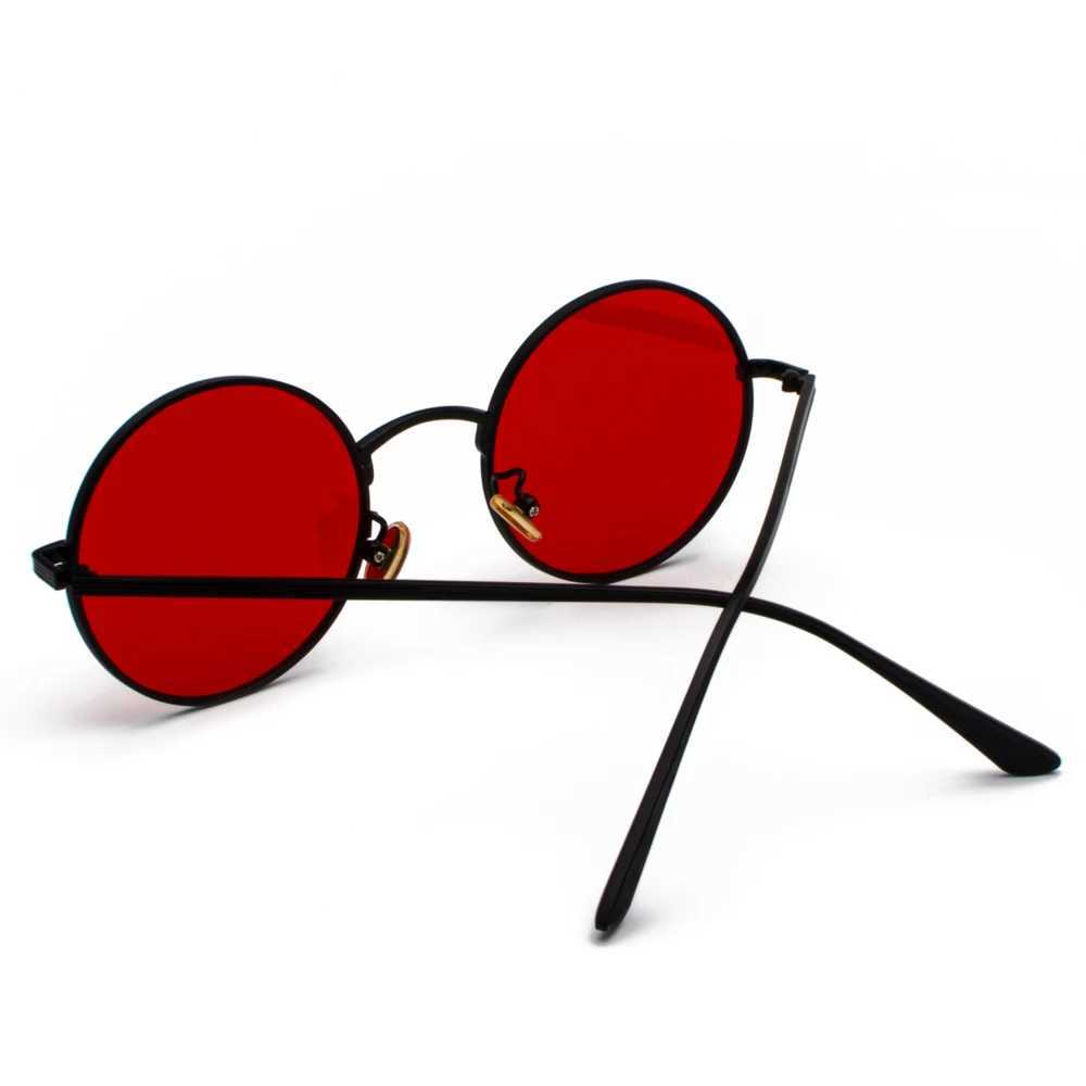 Kachawoo women sunglasses with red lenses round metal frame vintage retro glasses sun for men unisex birthday gifts J251114