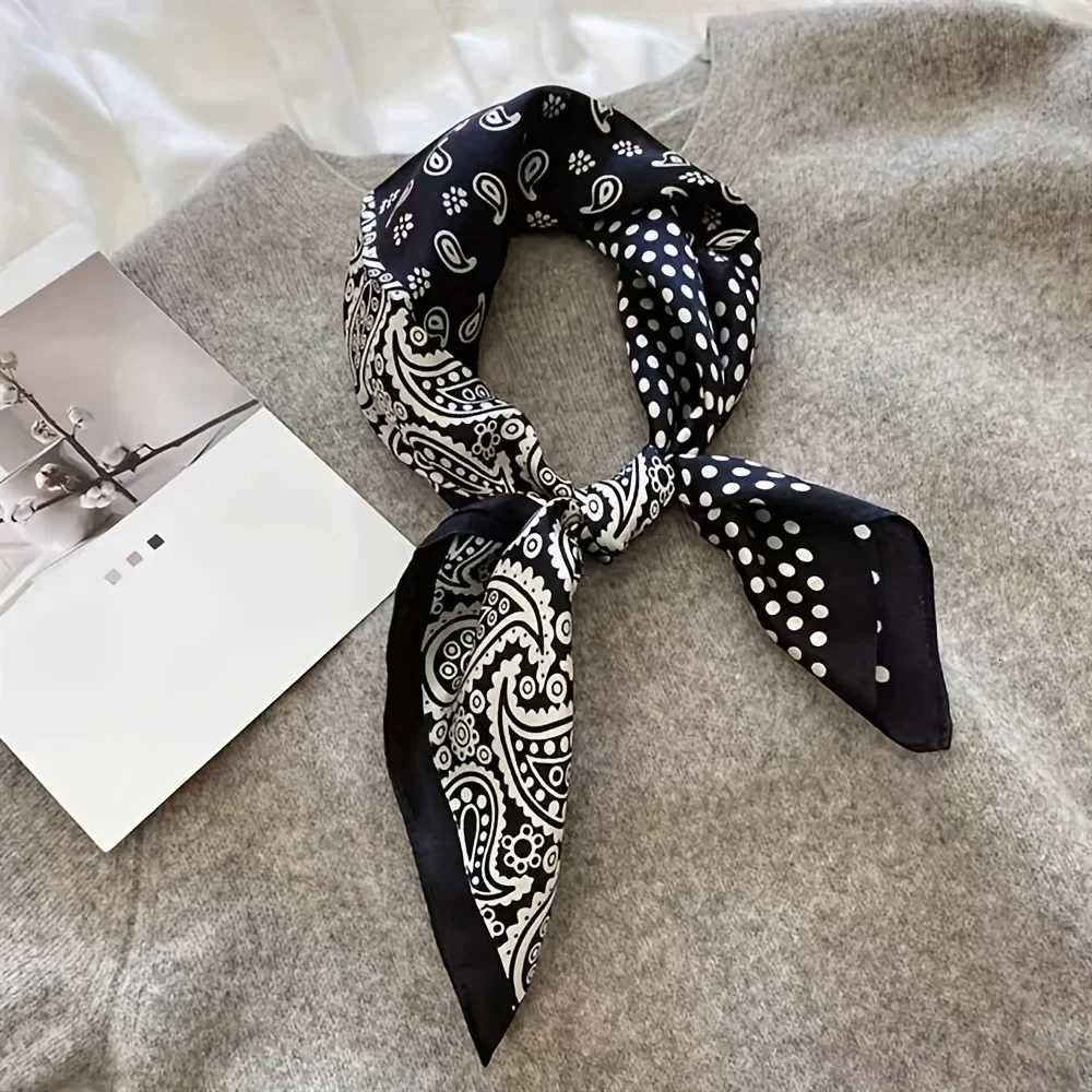 Luxury Polka Dot Paisy Print Square Scarf Black White Thin Decorative Neck Scarf Haiands Sunscreen scarf For WenW251021