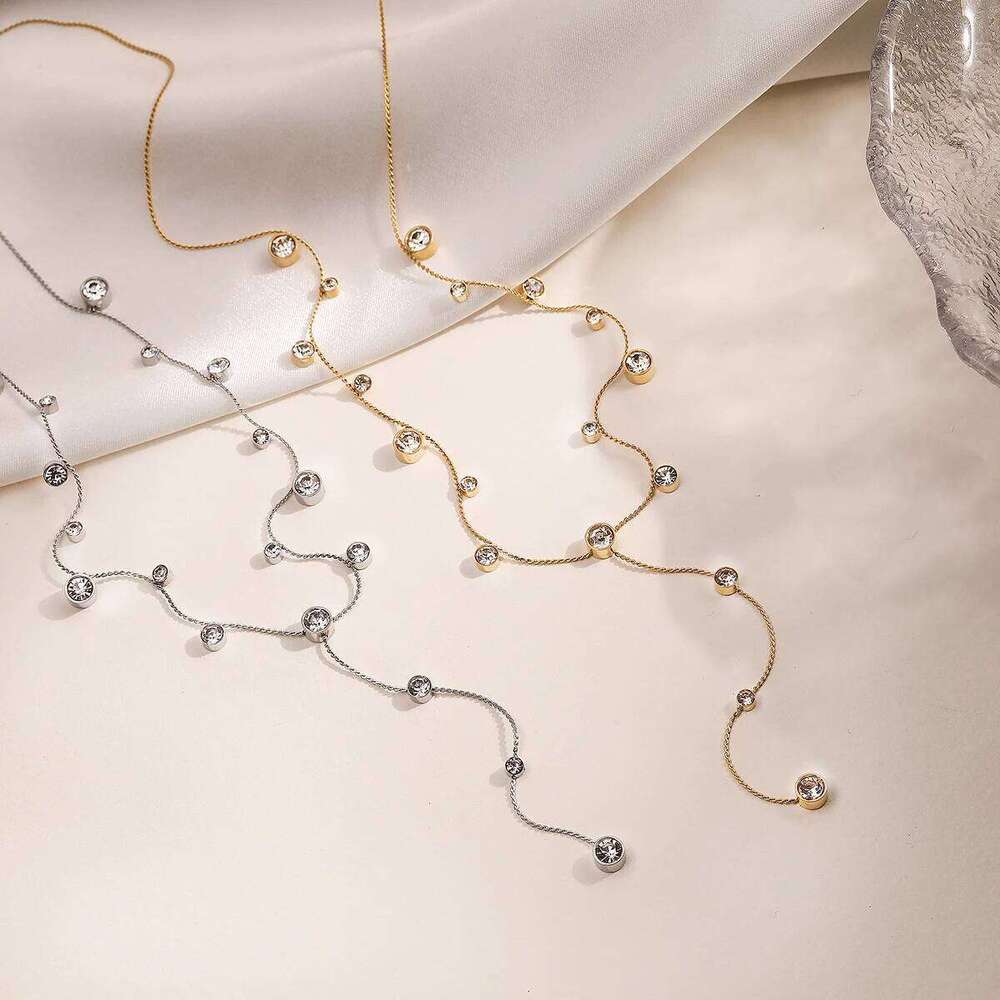 2025 New Arrival Shiny AAA CZ Zircon Sier/Gold Color Choker Necklaces For Elegant Women Stainless Steel Jewelry