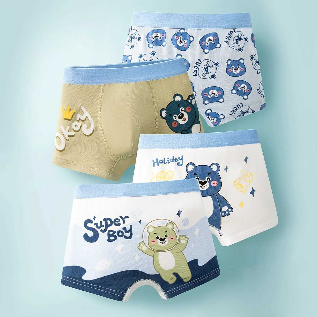 4Piece Highquality Cotton Boys Boxers Briefs Comfortable Fit Children Underwear For 311T Elastic Breathable Kids Boxer Shorts J251021