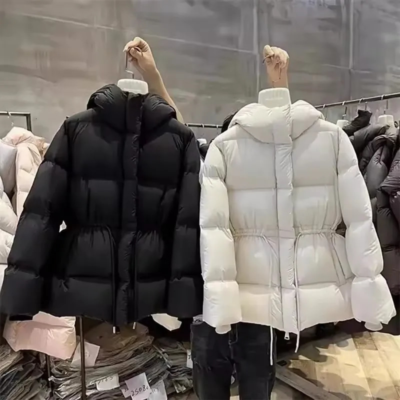 Fashion CottonPadded Jacket Women Autumn Winter Down Coat Female Parkas Hooded Drawstring Waist Thick Warm Overwear Lady Top 251021