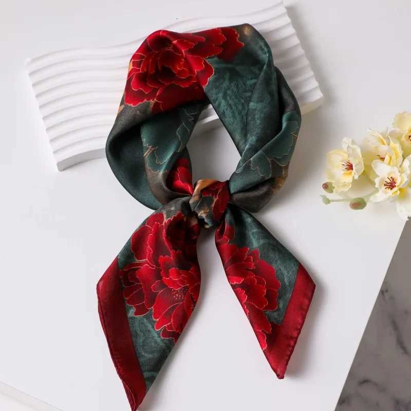Luxury Silk Feeli Square Scarf Women Satin Bandana Print Scarves Head Band Fashion Lady Hair Shawl Wrap Female Neckerchief Hijab W251021
