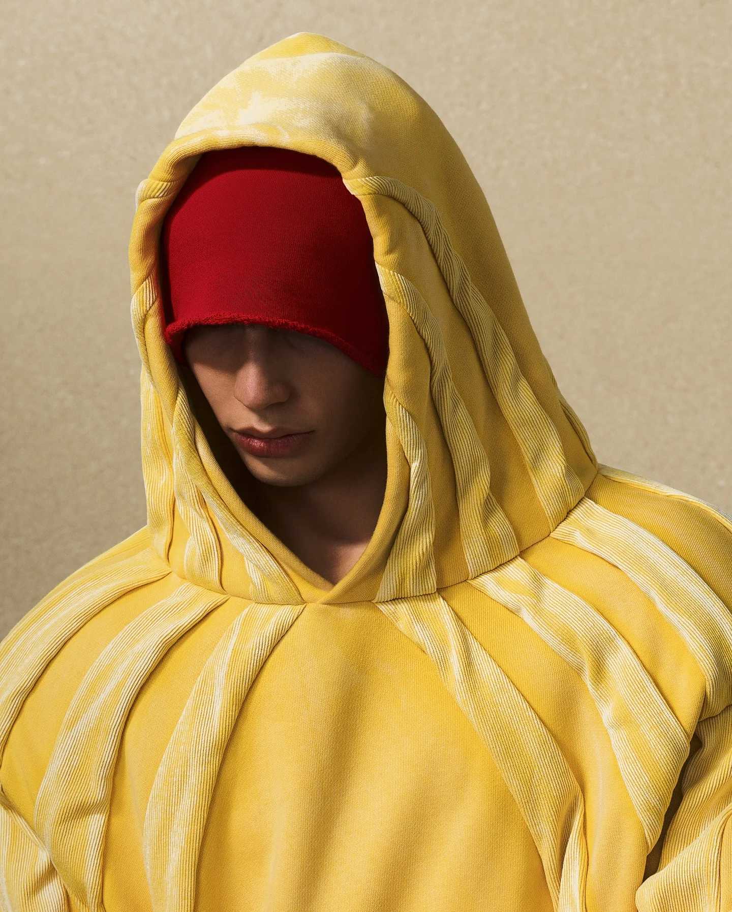 Y2K Fashion Stripe Patch Yellow Hoodie Harajuku Hip Hop Embroidery Long Sleeve Coats Loose Hooded Sweatshirt Men Women Pullover W251021