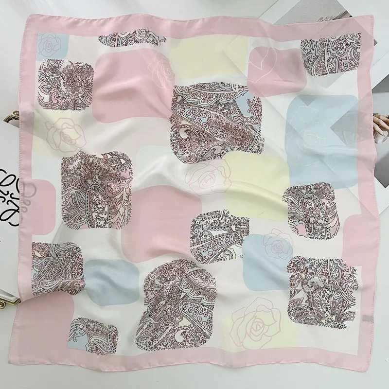 68cm Cashew Flower Rose Pattern Silk Scarf Wens Simated Silk Fresh and Egant Versati Fashion Decorative Square ScarfW251021