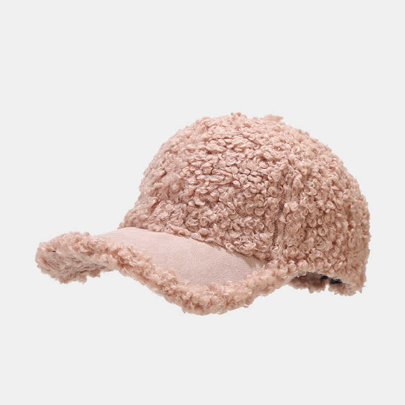 Autumn Winter New Lamb Wool Patchwork Baseball Cap for Women Simple Outdoor Windproof Sunshade Cap H251020