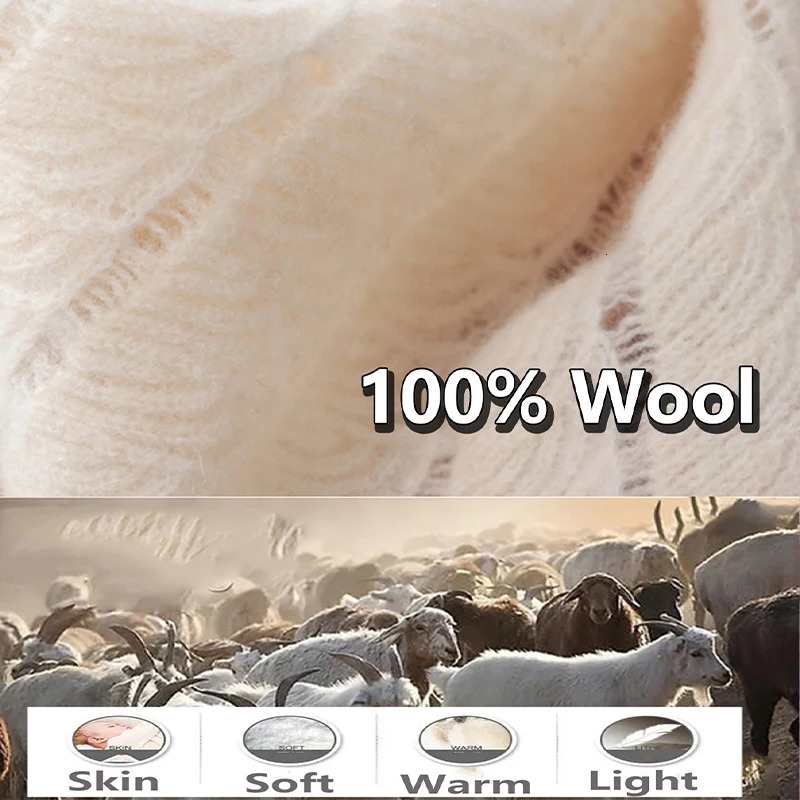 100Wool Knitted Triangle Shawls Women Hollow Out Fashion Poncho Blouse Shoulder Collar Cape Soft Warm Neck Scarves Girl 251021