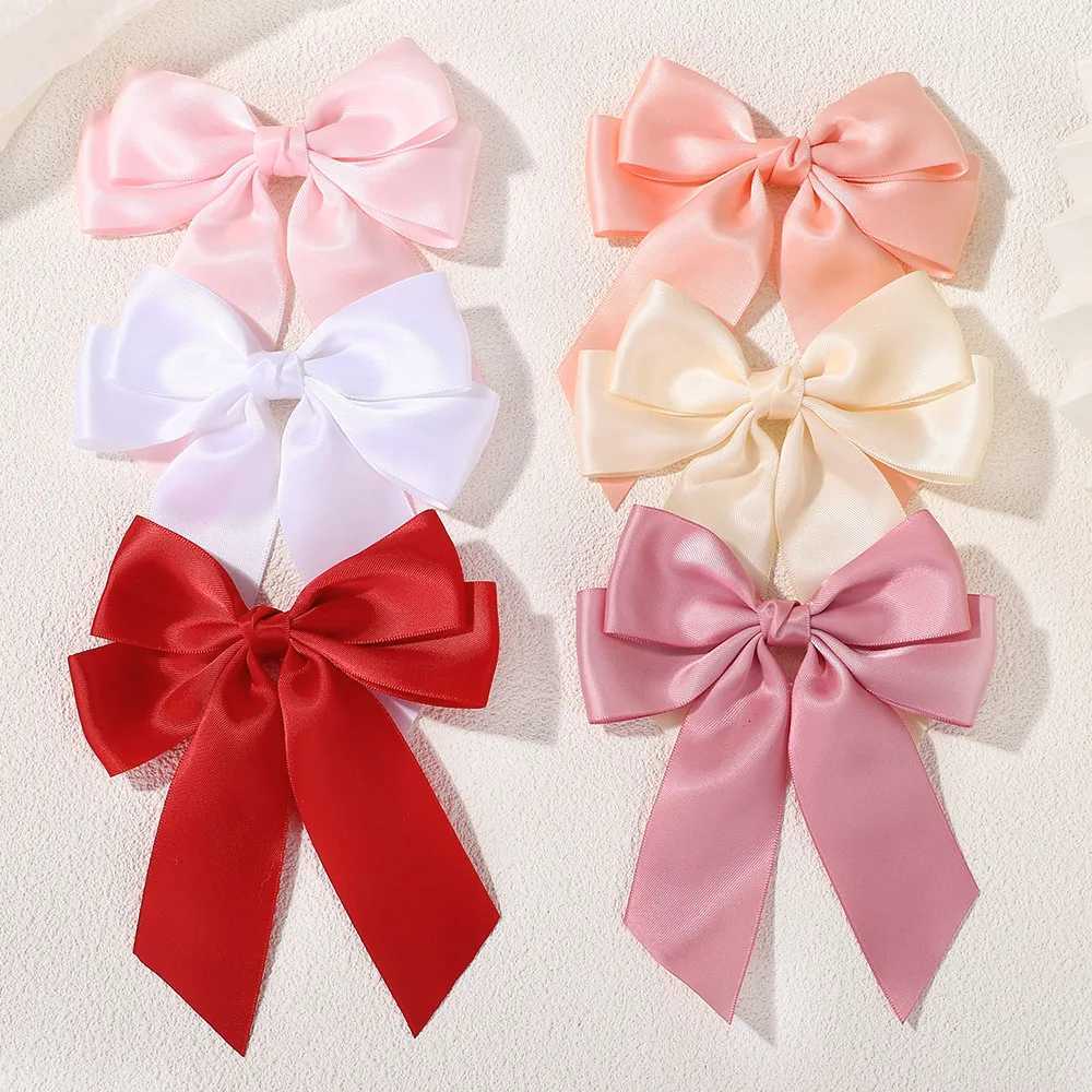 1pc Cheer Up Bowknot Hair Clips for Girl Solid Color Ribbon Bows Hairpins Hairgripe Kids Boutique Hair Accessories WholesaleW254021
