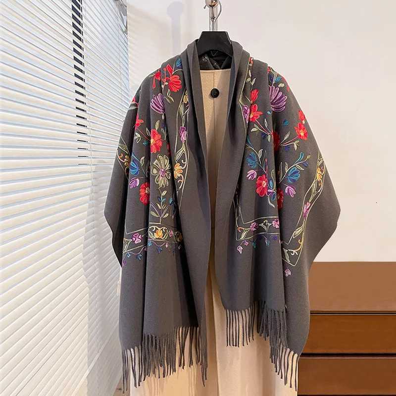 Luxury Winter Embroidery Cashmere Scarf Women New Design Warm Pashmina Blanket Poncho Scarves Female Shawl Thick Foulard Bufanda W251021