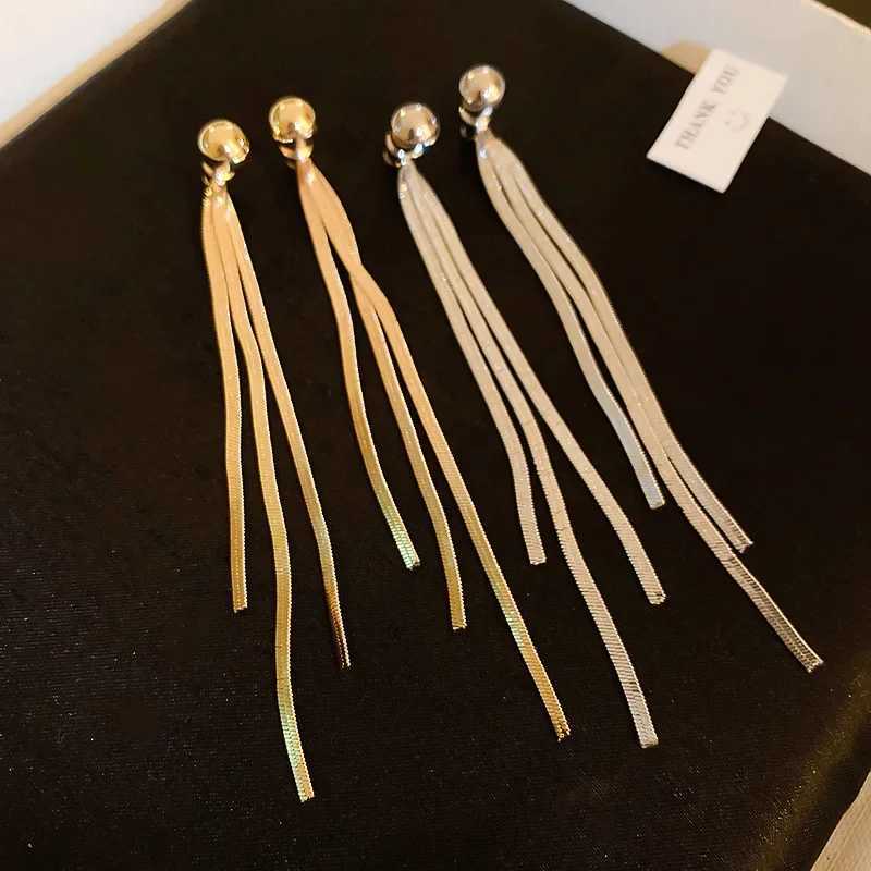 Golden Flat Snake Chain Tassel Dangle Earrings for Women Long Chains Pendant Earring Minimalist Stainless Steel Hanging Decor F J251021