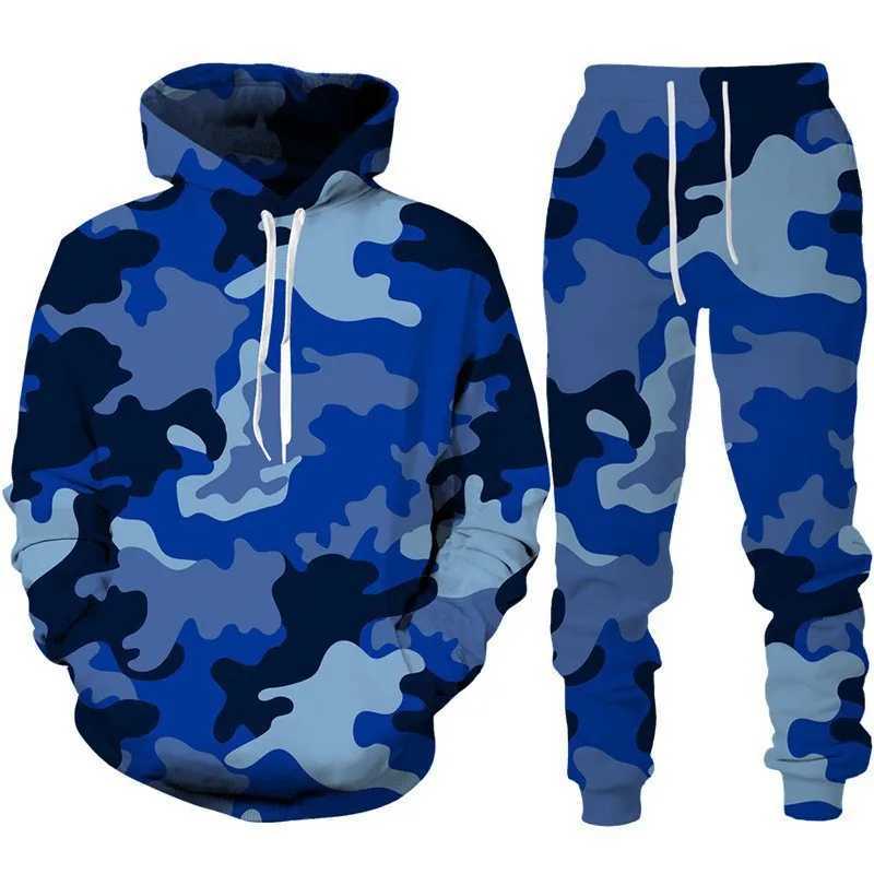 Camo Two Piece Hoodie Pant Sets Camouflage Tactical 3d Print Set Men Women Fashion HoodiePant 2Piece Set Sports Tracksuits Suit X251021