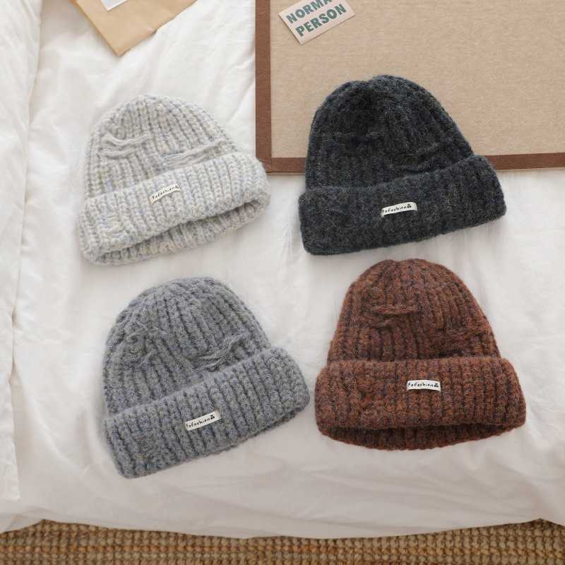 New Autumn Winter Slimming Winter Ear Protection Warm Stylish Versatile Casual Knitted Hat Beanie Large Head Circumference H251020