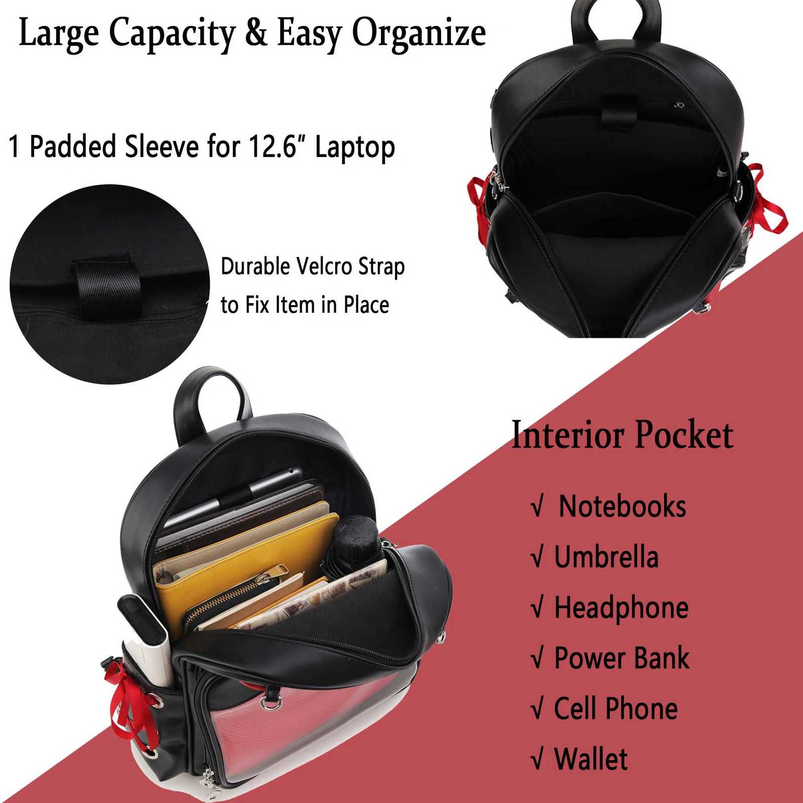 Large Capacity Gothic Ita Backpack Women Badge Display Clear Pocket Backpack Punk Female Daypack Cosplay 3 Ways Crossbody BagW251020