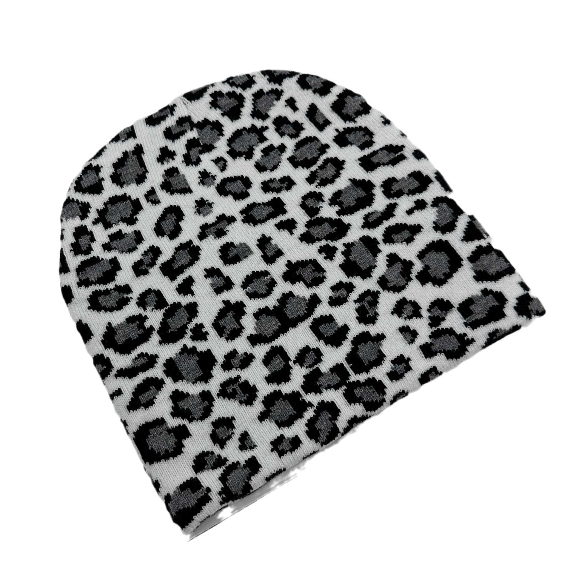 Leopard Print Jacquard Hat Fashion Womens Knitted Hat Autumn Winter Travel Pullover Beanie Street Style Hiphop Hat H251020