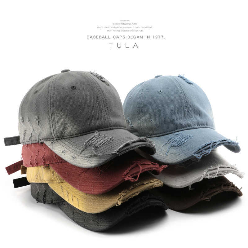 Style Personality Women Spring and Autumn Fashion Stonewashed Distressed Baseball Cap Outdoor Men Travel Sun Protection Baseball Cap H251020