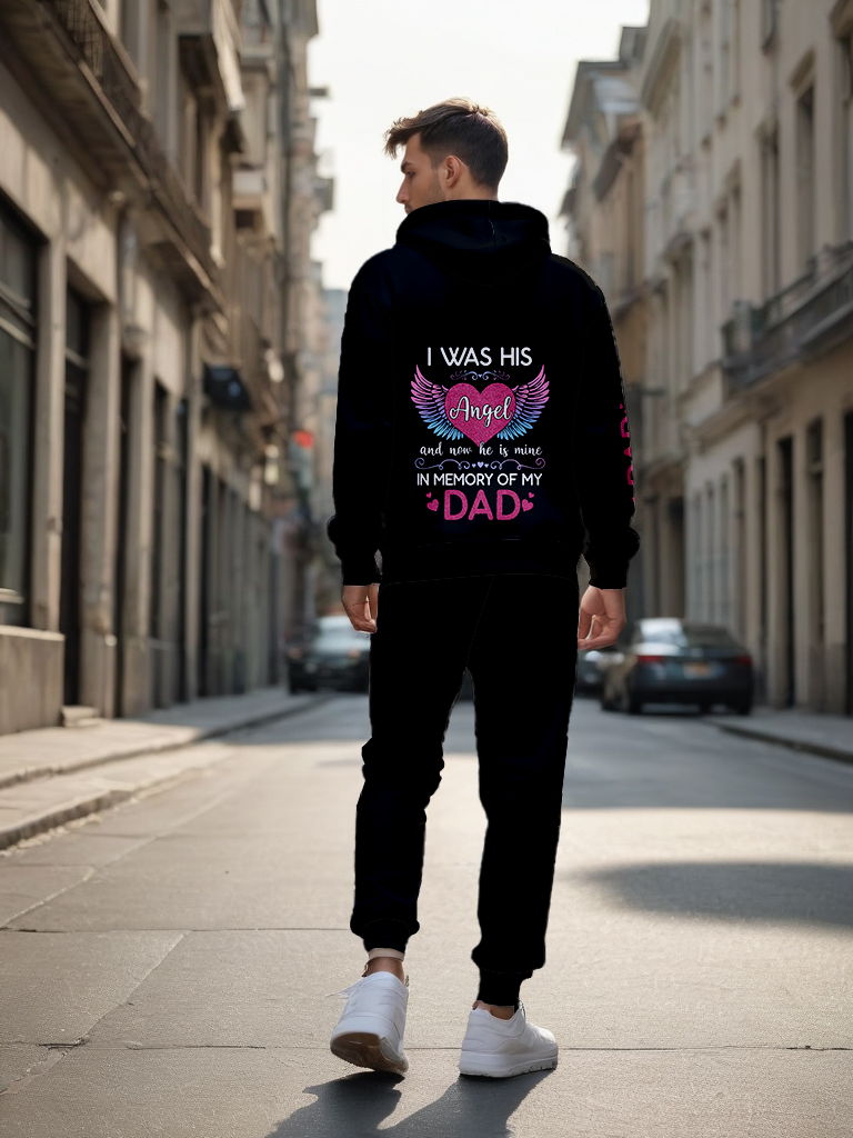 Men's Ankle-Length Knitted Hoodie Casual Outdoor Polyester Sweatshirt Gradient Color Print with Adjustable Drawstring - LMWY00169