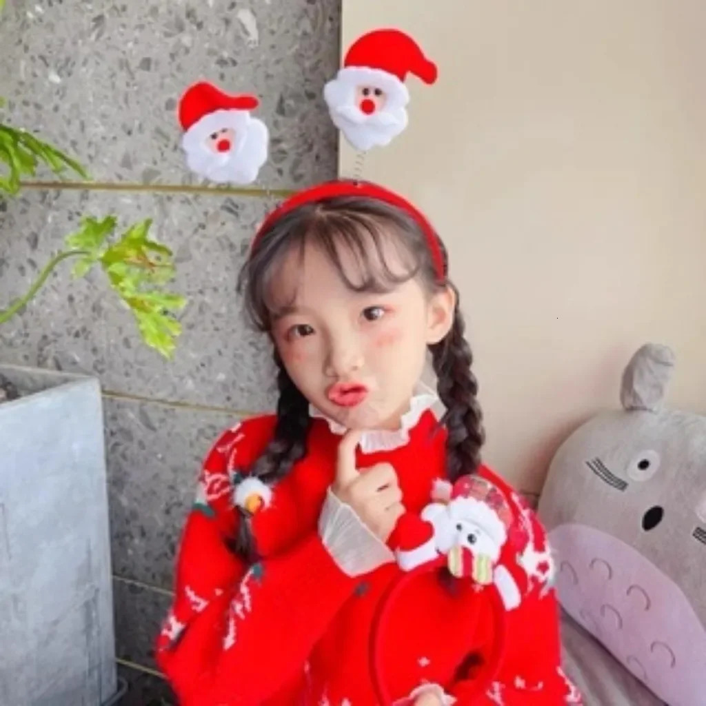 10pcs Christmas Hairband Party Xmas Antlers Headband Party Dress Up Headwear Cartoon Bell Reindeer Headband Gift for Friends 251021