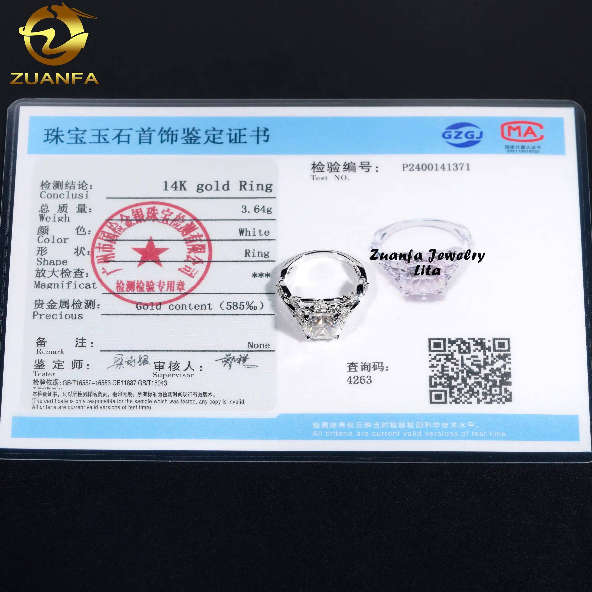 Certified Pass Diamond Tester 25CT Cushion Cut Moissanite Diamond 14k Womens Gold Engagement Rings