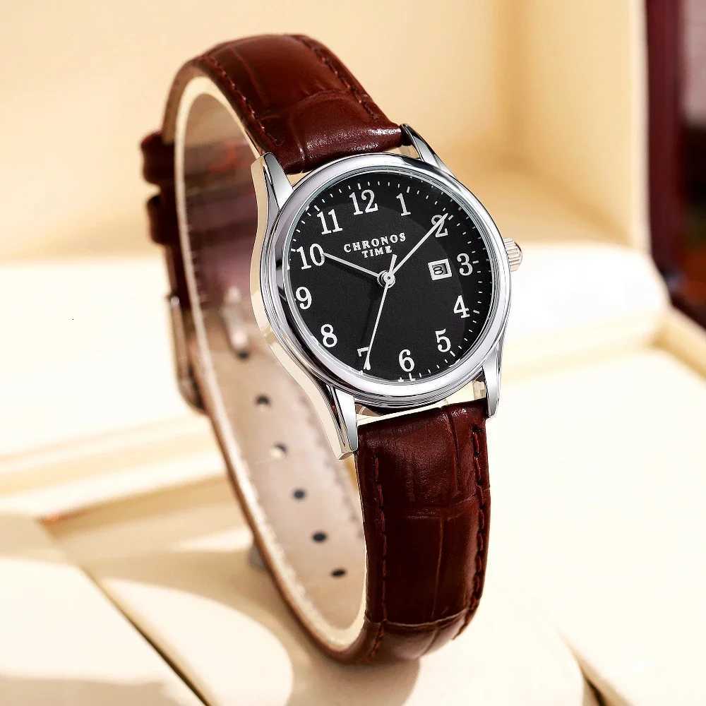CHRONOS Casual Women Leather Stainl Steel Waterproof Ladies Quartz Elegant Wrist with Auto Date relojboxXJ251021