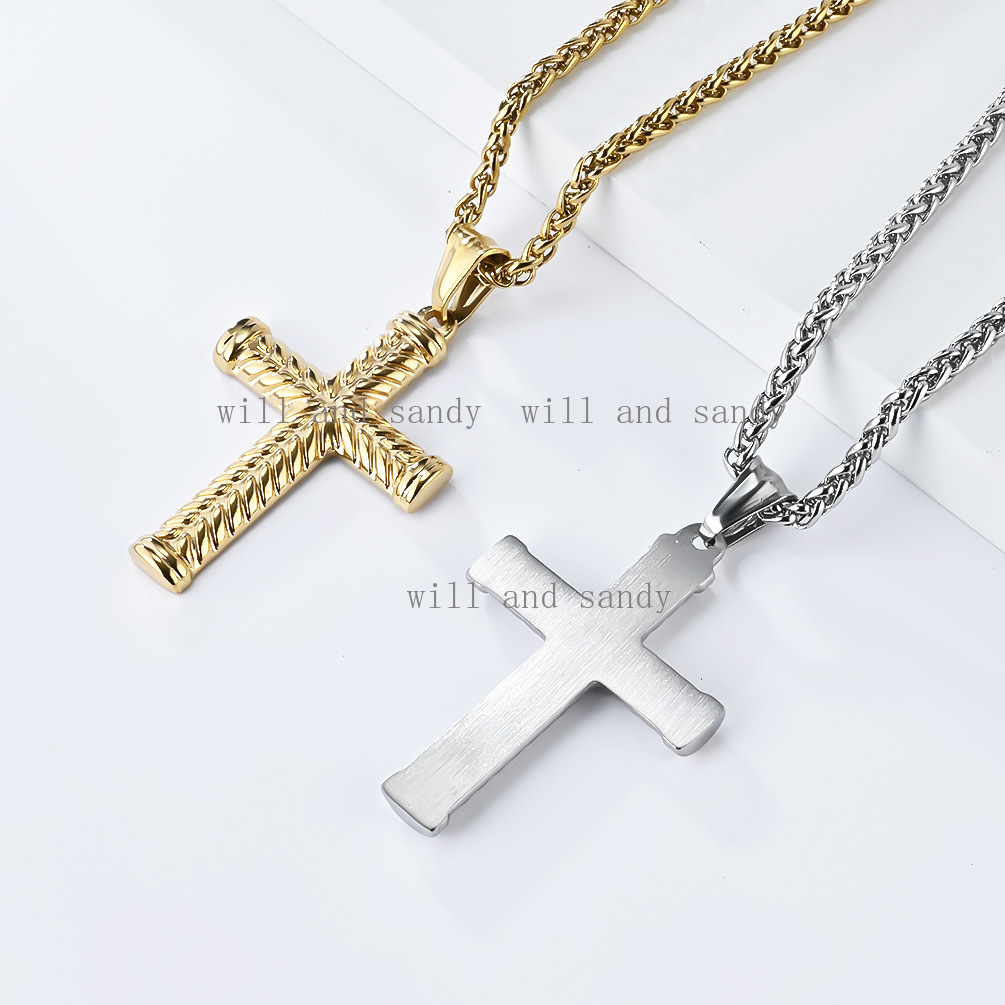Non Tarnish 18K Gold Jesus Cross Necklace Designer Jewelry Stainless Steel Gold Chain National Flag Madonna Necklaces for Man Hiphop Fine Jewlery Gift