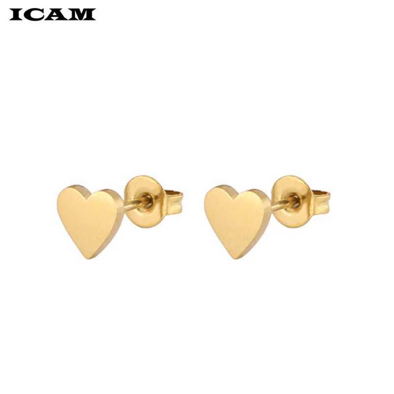 ICAM Women Golden Stainless Steel Cute Stud Earrings Carnations for Girlsl Heart t Earrings Minimalist Jewelry J251021