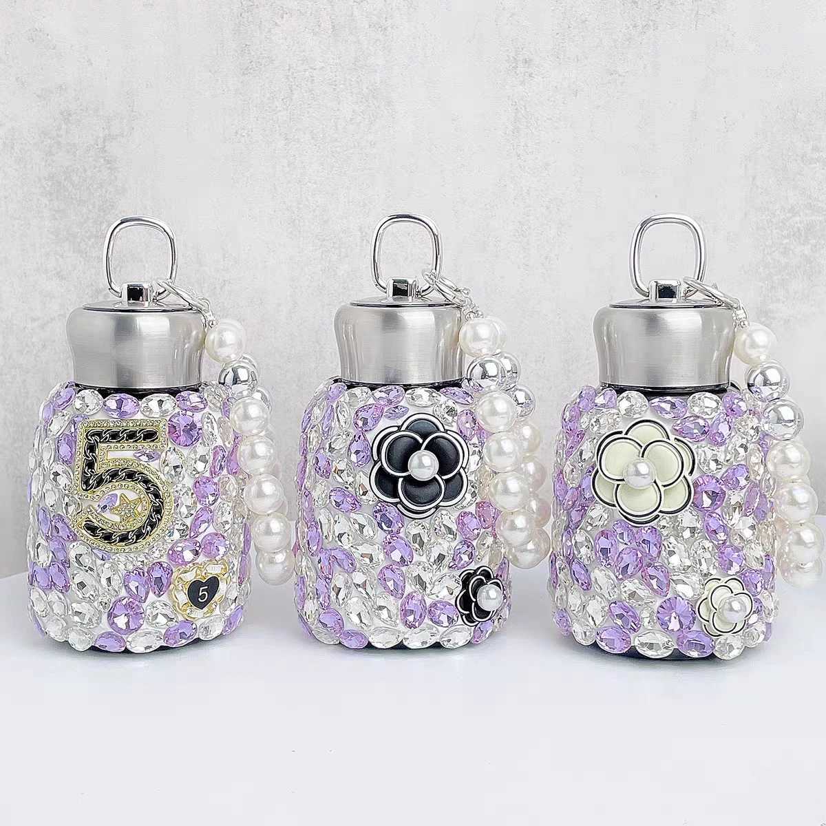 Stainless Steel Thermal Water Bottle with Rhinestone for Wen Pearl Handheld Thermos g LeakProof Insated Cup Drinkware Y251021