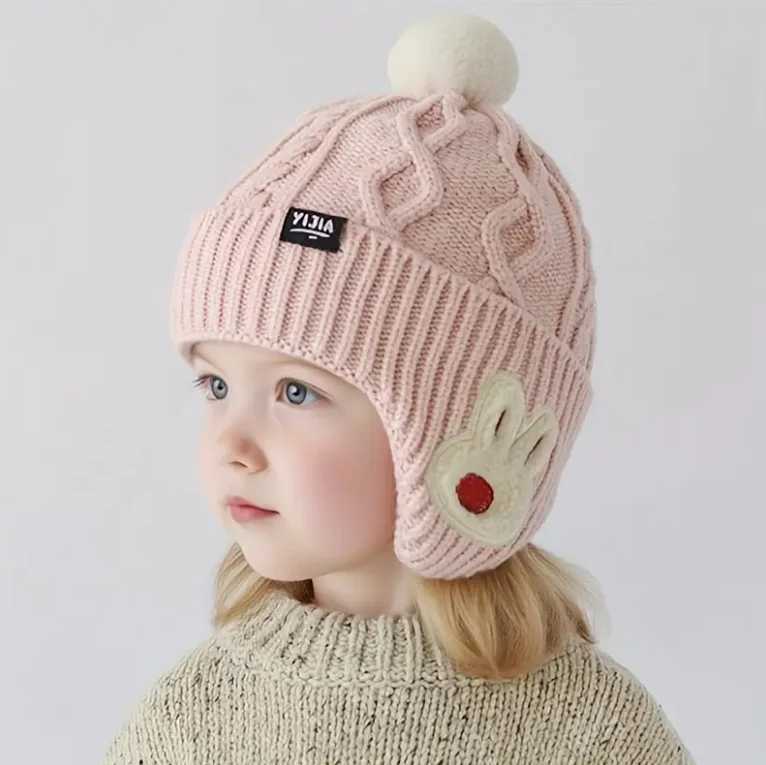 Kids Winter Hat with Ear Flaps Soft Warm Knit Beanie for Boys Girls 5 Years Comfortable Headwear Outdoor Playwear J251021