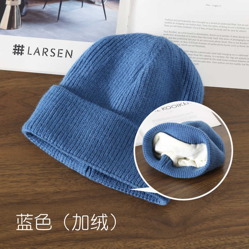 Womens Autumn and Winter Pure Color Light Board Plush Warm Knitted Hat for Outdoor Travel H251020