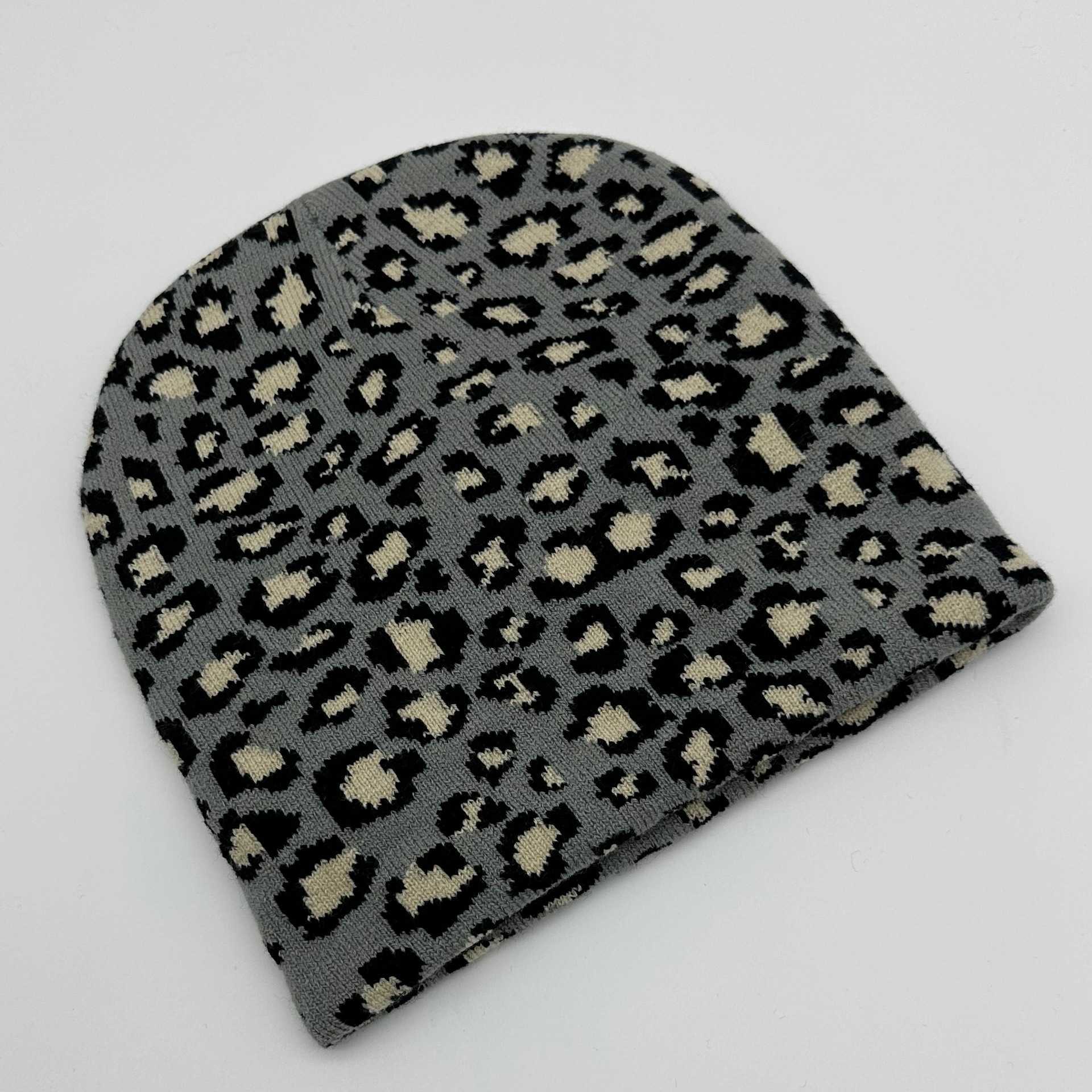 Leopard Print Jacquard Hat Fashion Womens Knitted Hat Autumn Winter Travel Pullover Beanie Street Style Hiphop Hat H251020