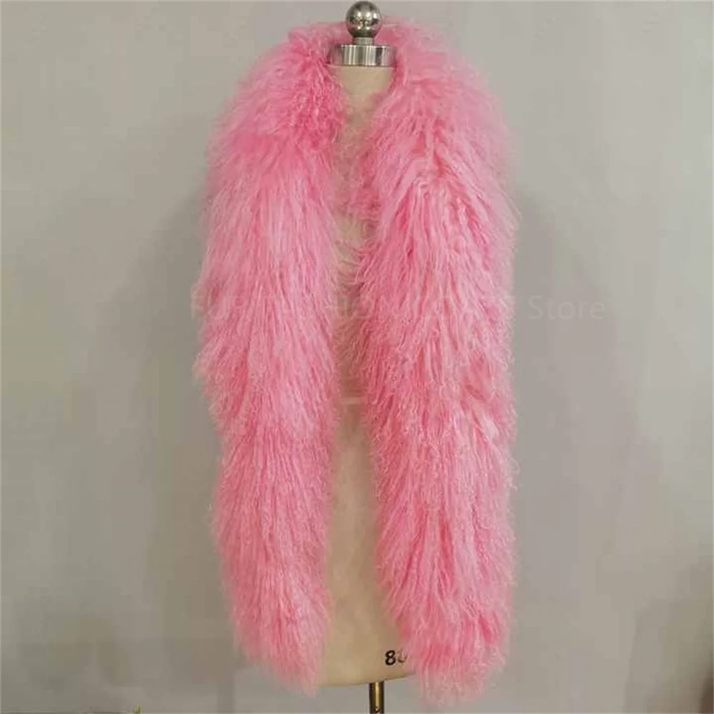 100 Genuine Mongolian Wool Curly Hair Scarf Winter Warm Long Boa Scarves Wraps Neck Warmer Fur Scarfs 251017