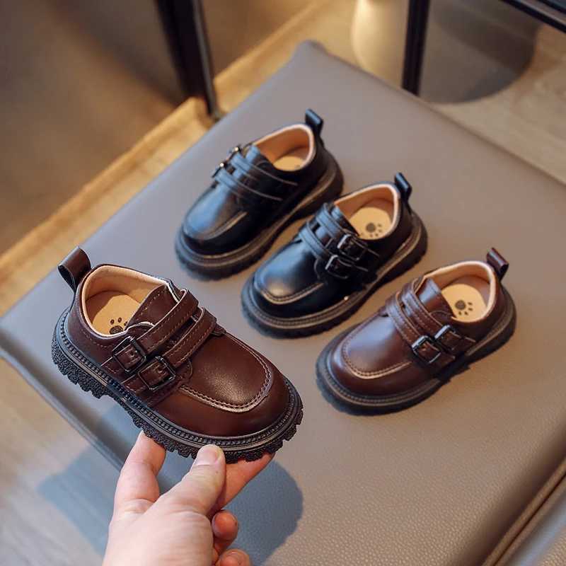Kids Fall Leather Shoes Casual School Boys Girls Single Shoe Size 2130 Toddler black brown round toe casual shoes for kids W251021