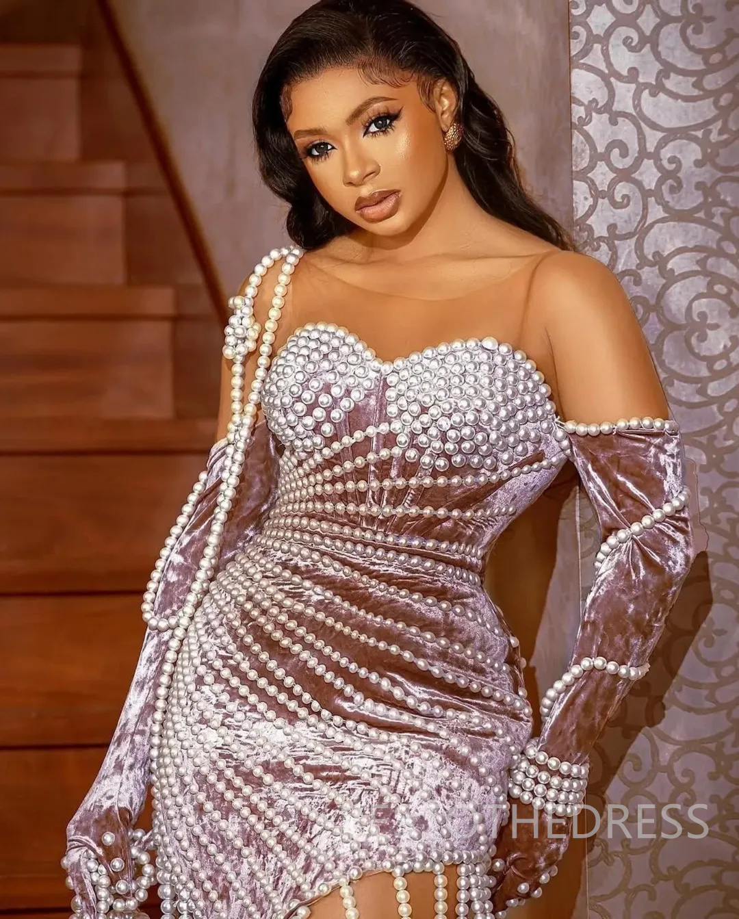 2026 Brown Cocktail Dresses For Women Short Mini Dress Sheer Neck Illusion Pearls Beading Long Sleeves Homecoming Dresses Flora Gown For Nigeria Black