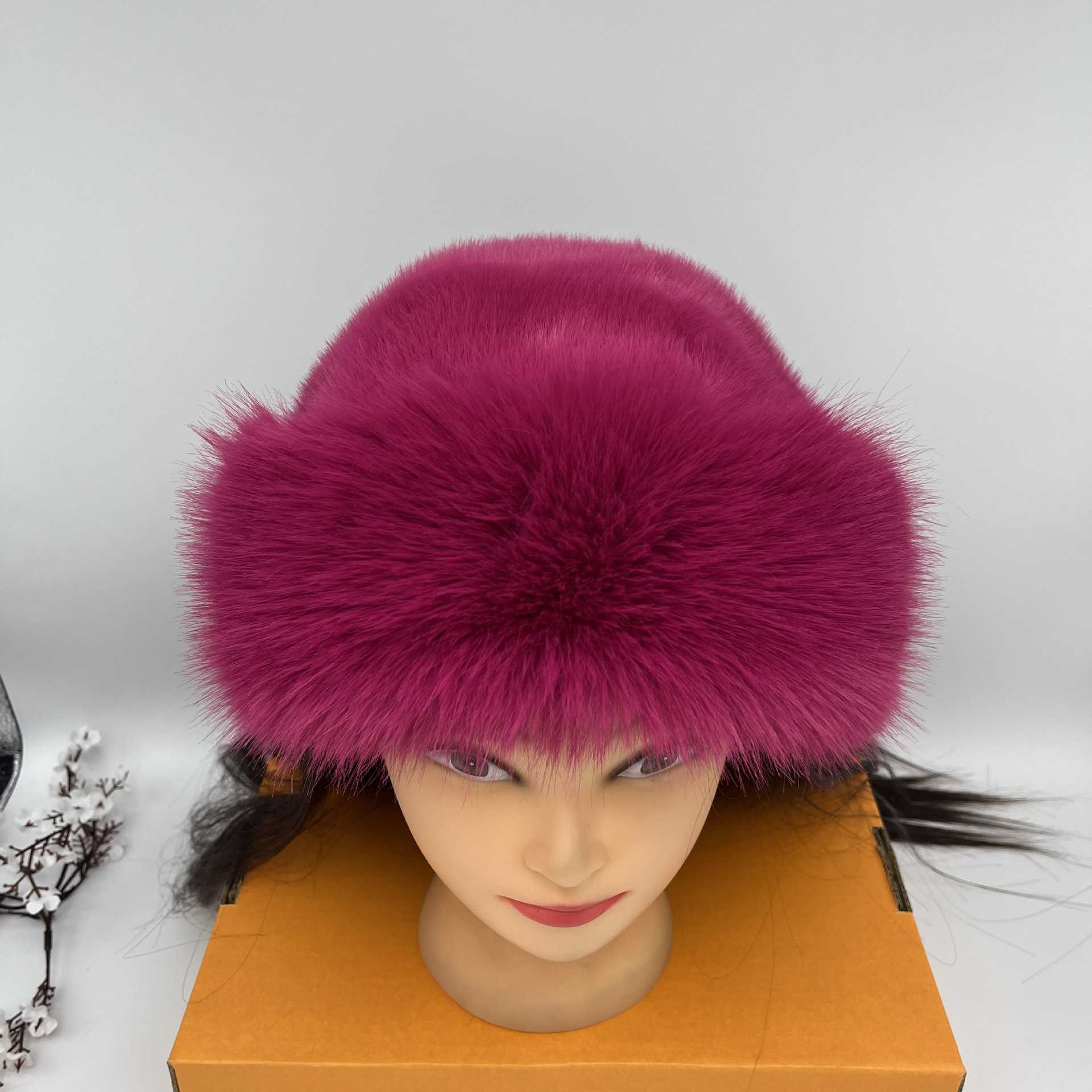 Fashion Plush Hat for Women Autumn and Winter Coldproof Warm Northeast Hat Imitation Fox Fur Versatile Ear Protection Hat H251020