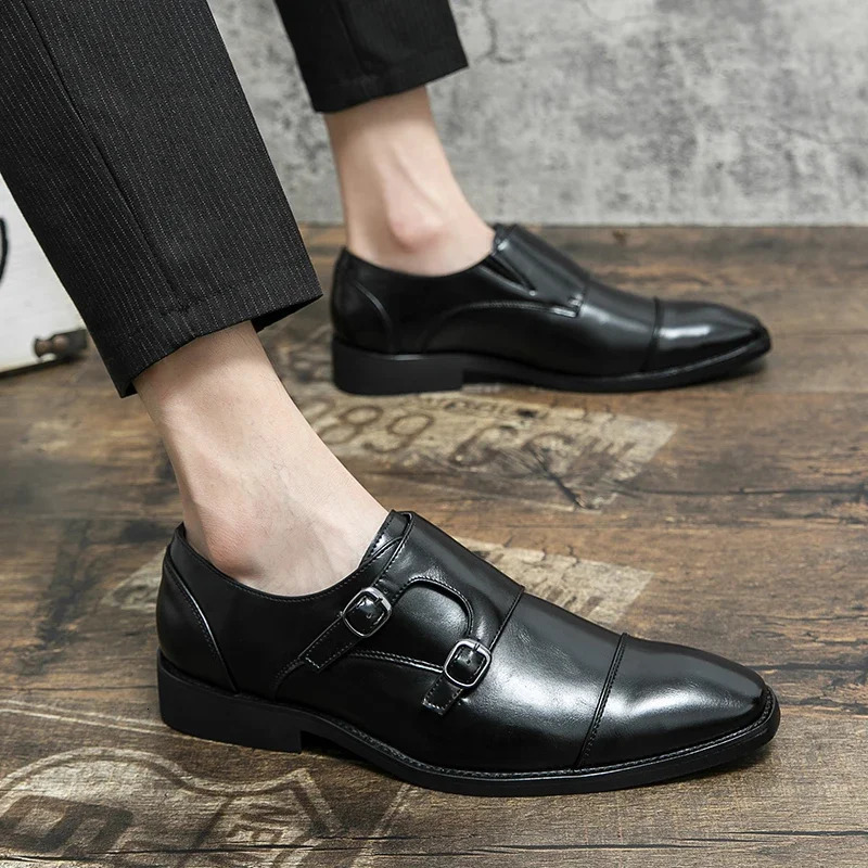 Fashion Formal Slip On Men Dress Shoes Classic Leather Oxfords For Wedding Party Business Flat Shoes Mens Loafers 251021