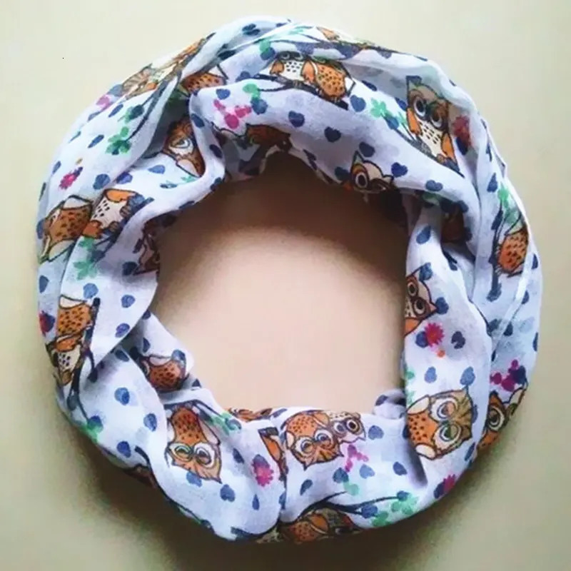 Girl and Boy Children small owl Print Scarf Circle Loop Kids Infinity Scarves Baby Accessories flowers love neckerchief 251021