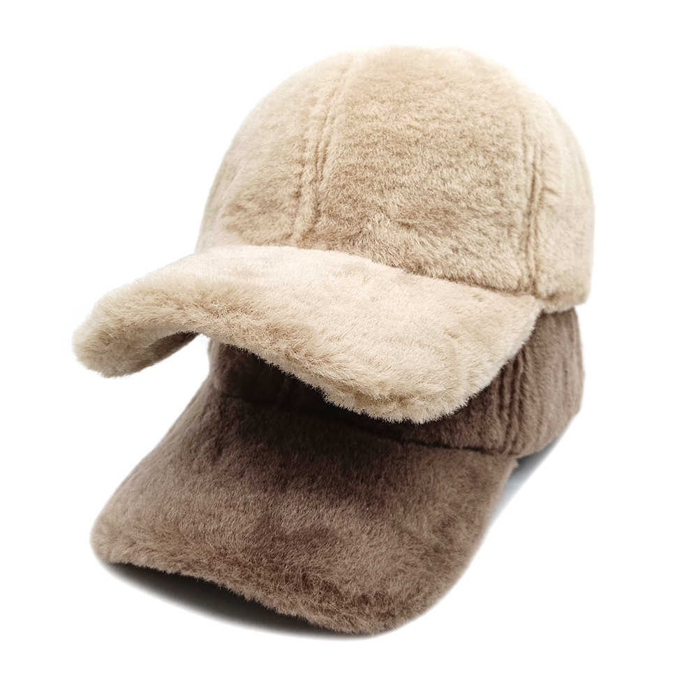 Winter Simple Solid Color Thickened Duckbill Cap Women Plush Coldproof Casual Baseball Cap Men Outdoor Sunshade Hat H251020