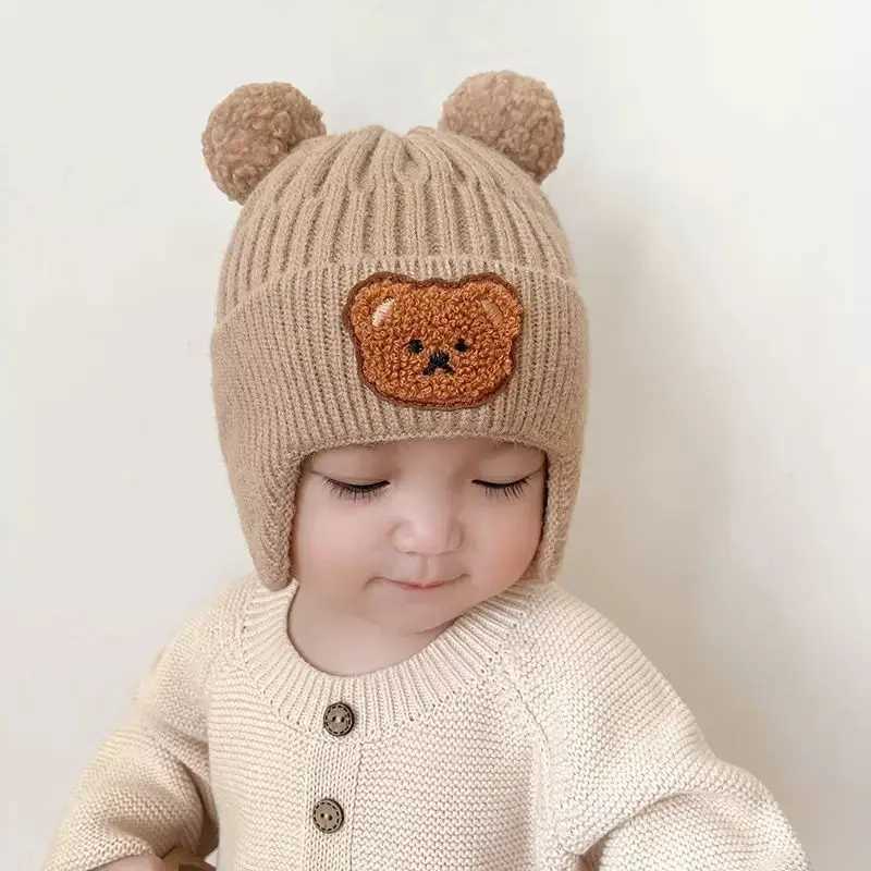 Autumn and winter childrens warm hat baby hat Korean version cute little bear ear protection hat thickened warm windproofhat J251021
