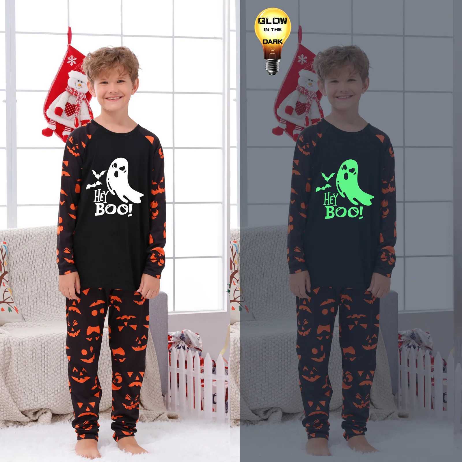 Glow in The Dark Pajamas Set For Family Horror Halloween Carnival Sleepwear Casual Nightwear Women Men Clothes Matching Outfits L251021VFUK