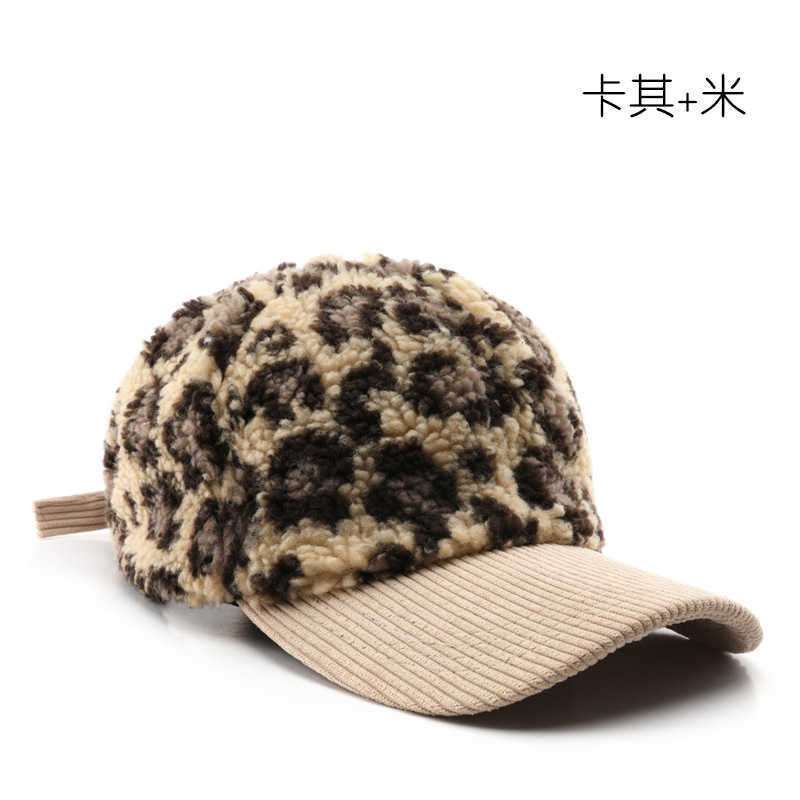 Womens Autumn Winter Unique Color Block Leopard Print Baseball Cap Mens Outdoor Travel Warm Coldproof Sunshade Duckbill Cap H251020
