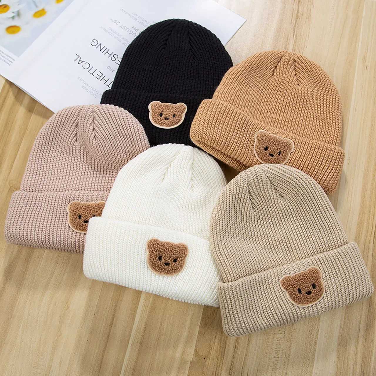 Winter Warm Knitted Baby Hat Cute Cartoon Bear Baby Girl Boy Ear Protection Cap Infant Toddler Pullover Cap Beanie J251021