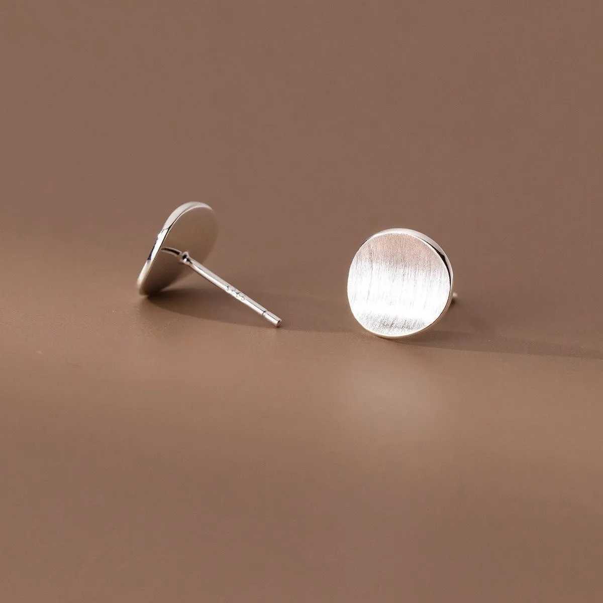 925 Sterling Silver Frosting Round Piercing Stud Earrings For Women Wedding Engagement Jewelry AccESSories J251021