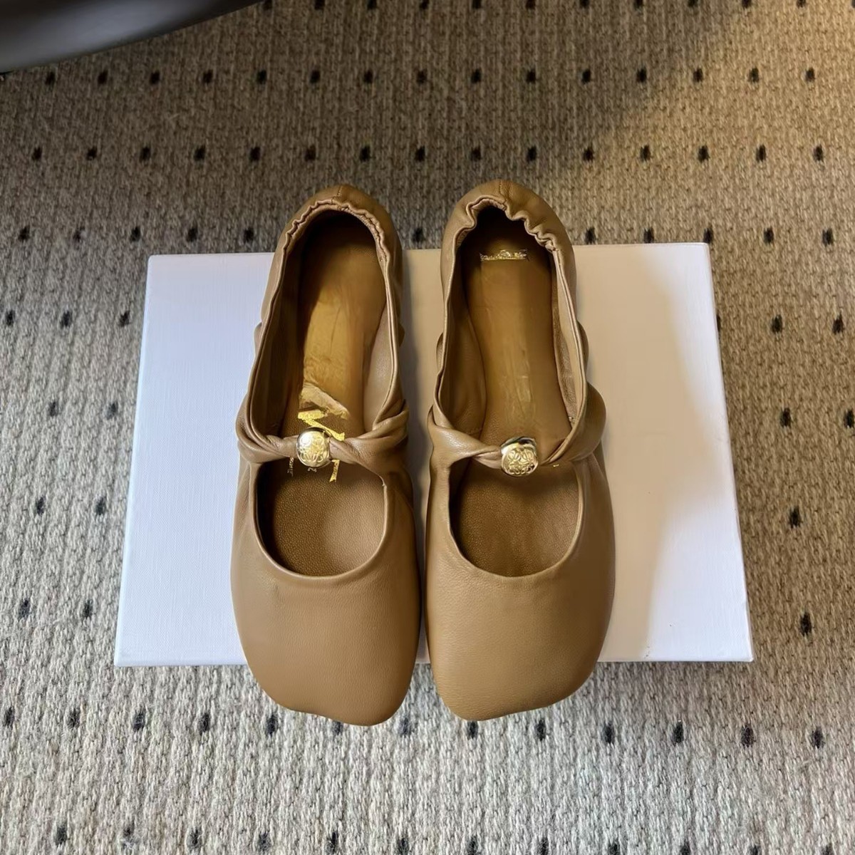 Women's Genuine Leather Flats Soft Sole Square Toe Fold Flat Shoes Casual Low Heel Slip-Ons for Daily Wear