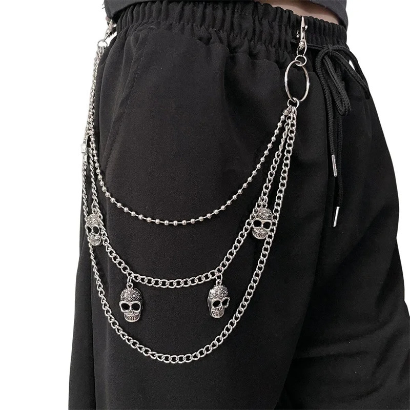 Punk Pants Chain Skull Keychains for Men Women Jean Trouser Biker Chains Harajuku Goth Jewelry Gothic Rock Emo Accessories 251021